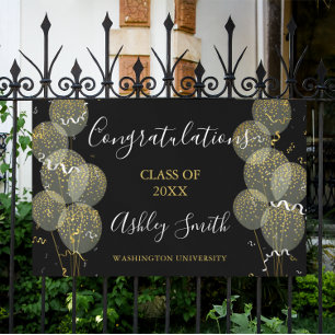 Black & Gold Custom Party Personalisierter Abschlu Banner
