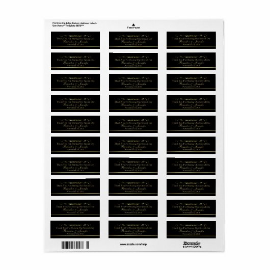Black & Gold Custom Wedding Fevor Labels (Vorne)
