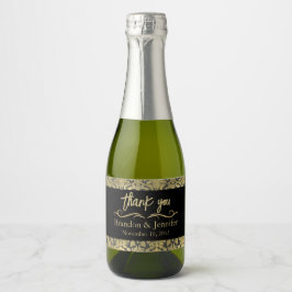 Black & Gold Custom Wedding Sparkling Weine Label Schaumweinetikett