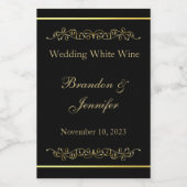 Black & Gold Custom Wedding Weinetikett (Einzelnes Label)