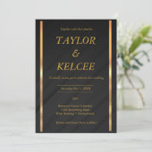 Black Gold CUSTOMIZABLE Wedding Einladung (Stehend Vorderseite)