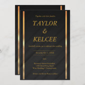 Black Gold CUSTOMIZABLE Wedding Einladung (Vorne/Hinten)