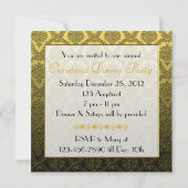 Black Gold Damansk Weihnachts-Party Einladung (Rückseite)