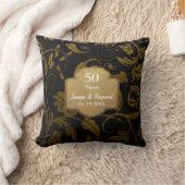 Black & Gold Damask 50th Wedding Anniversary 2c Kissen (Decke)
