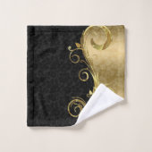 Black & Gold Damask Badhandtuch Set (Waschlappen)