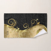 Black & Gold Damask Badhandtuch Set (Handtuch)