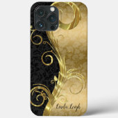 Black & Gold Damask Case-Mate iPhone Hülle (Rückseite)