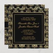Black & Gold Damask Einladung (Vorne/Hinten)
