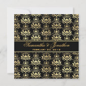 Black & Gold Damask Einladung (Rückseite)