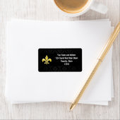 Black/Gold Damask Fleur de Lis Adressaufkleber (Insitu)