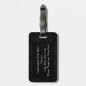 Black/Gold Damask Fleur de Lis Gepäckanhänger (Rückseite vertikal)