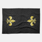 Black/Gold Damask Fleur de Lis Küchentuch (Horizontal)