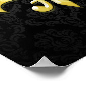 Black/Gold Damask Fleur de Lis Poster (Ecke)