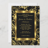 Black Gold Damask Foto zum Hochzeitstag Einladung (Rückseite)