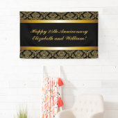 Black Gold Damask Frohes Jubiläumsbanner Banner (Insitu)