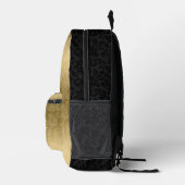 Black Gold Damask Gold Wirbel Bedruckter Rucksack (Rechts)