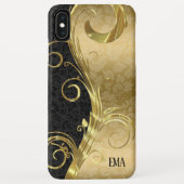 Black Gold Damask Gold Wirbel Case-Mate iPhone Hülle (Rückseite)