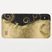 Black Gold Damask Gold Wirbel Case-Mate iPhone Hülle (Rückseite (Horizontal))