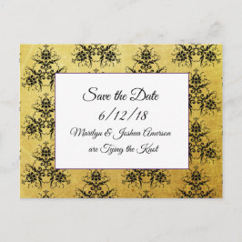 Black Gold Damask Hochzeitskarten Save the Date Po Postkarte