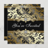 Black Gold Damask Jeden Anlaß-Party Einladungen (Vorne/Hinten)