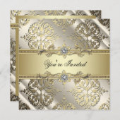 Black Gold Damask Party Einladung (Vorne/Hinten)