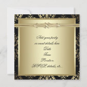 Black Gold Damask-Party Einladungen (Rückseite)