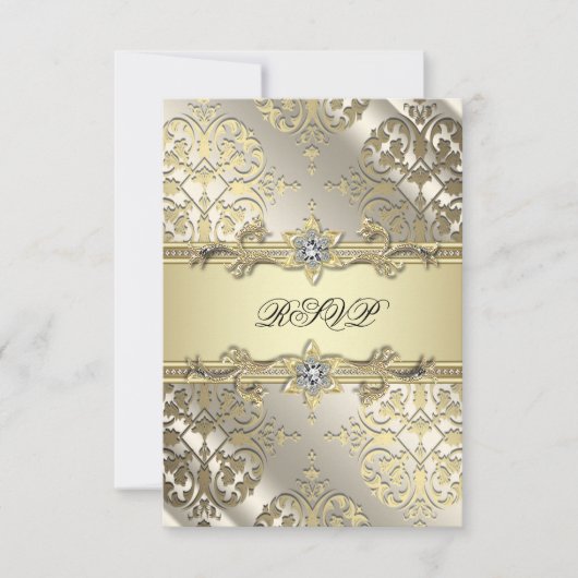 Black Gold Damask Party UAWG RSVP Karte (Vorderseite)