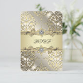 Black Gold Damask Party UAWG RSVP Karte (Stehend Vorderseite)