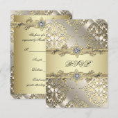 Black Gold Damask Party UAWG RSVP Karte (Vorne/Hinten)