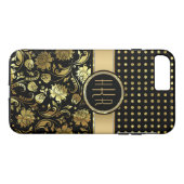 Black & Gold Damask & Punkt-Kombination Case-Mate iPhone Hülle (Rückseite (Horizontal))