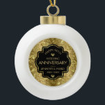 Black & Gold Damaskus 50. Hochzeitstag Keramik Kugel-Ornament<br><div class="desc">Eleganter schwarzer und glänzender goldener Hintergrund,  anpassbar 50. Hochzeitstag Template.</div>
