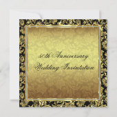 Black & Gold Damaskus zum 50. Hochzeitstag Einladung (Rückseite)