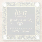 Black & Gold Damaskus zum 50. Hochzeitstag Glasuntersetzer (Rückseite)