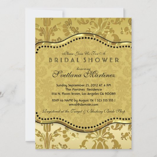 Black & Gold Danasks Brautparty laden Einladung (Vorderseite)