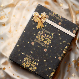 Black Gold Dancing Disco Ball 85th Happy Birthday Geschenkpapier