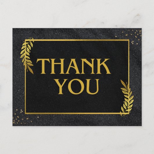 Black & Gold Dankeschön Postkarte (Vorderseite)