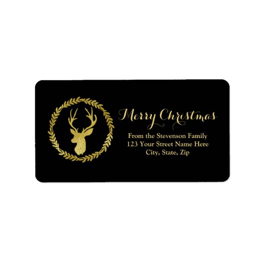 Black Gold Death Wreath Weihnachtsmarke Adressaufkleber (Vorne)