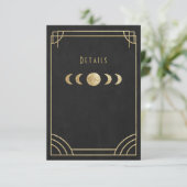 Black & gold deco wedding details card begleitkarte (Stehend Vorderseite)