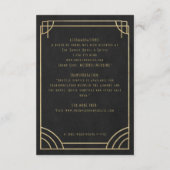 Black & gold deco wedding details card begleitkarte (Rückseite)