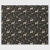 Black & Gold Deer Wrapping Paper | Elegant Holiday Geschenkpapier (Flach)