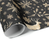 Black & Gold Deer Wrapping Paper | Elegant Holiday Geschenkpapier (Rolleneckpunkt)