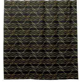 Black Gold Deko Abstrakt Geometric Muster Luxus Duschvorhang