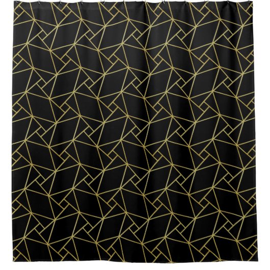 Black Gold Deko Abstrakt Geometric Muster Luxus Duschvorhang (Vorderseite)