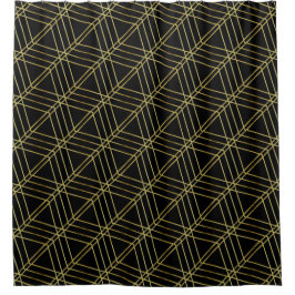 Black Gold Deko Abstrakt Geometric Muster Luxus Duschvorhang