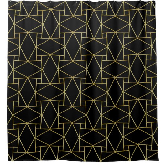 Black Gold Deko Abstrakt Geometric Muster Luxus Duschvorhang (Vorderseite)