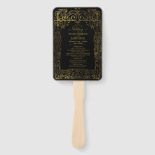 Black Gold Deko Chic Glam Wedding Program Hand Fan Fächer (Vorderseite)