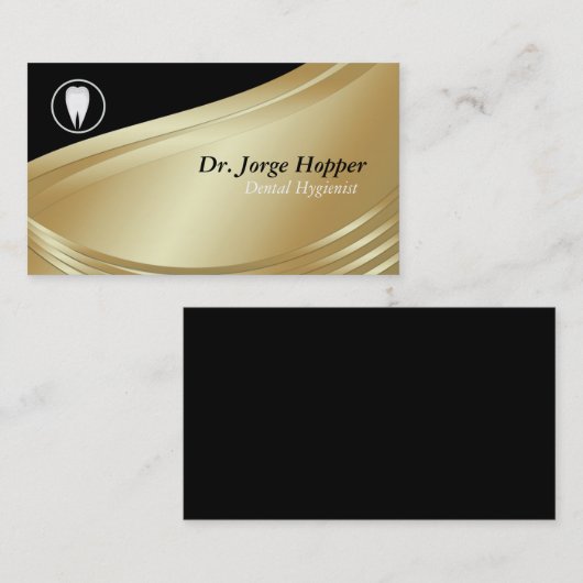 Black Gold Dental Hygienic Business Card Visitenkarte (Vorne/Hinten)