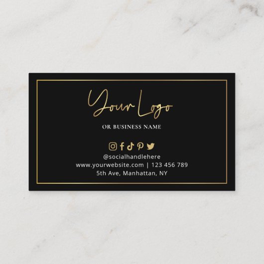 Black & Gold Dentist Logo Lux Moderner Orthodontis Treuekarte (Rückseite)