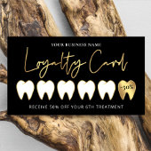 Black & Gold Dentist Logo Lux Moderner Orthodontis Treuekarte