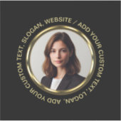 Black & gold design, Logo or Photo in gold circle, Aufkleber (Vorderseite)